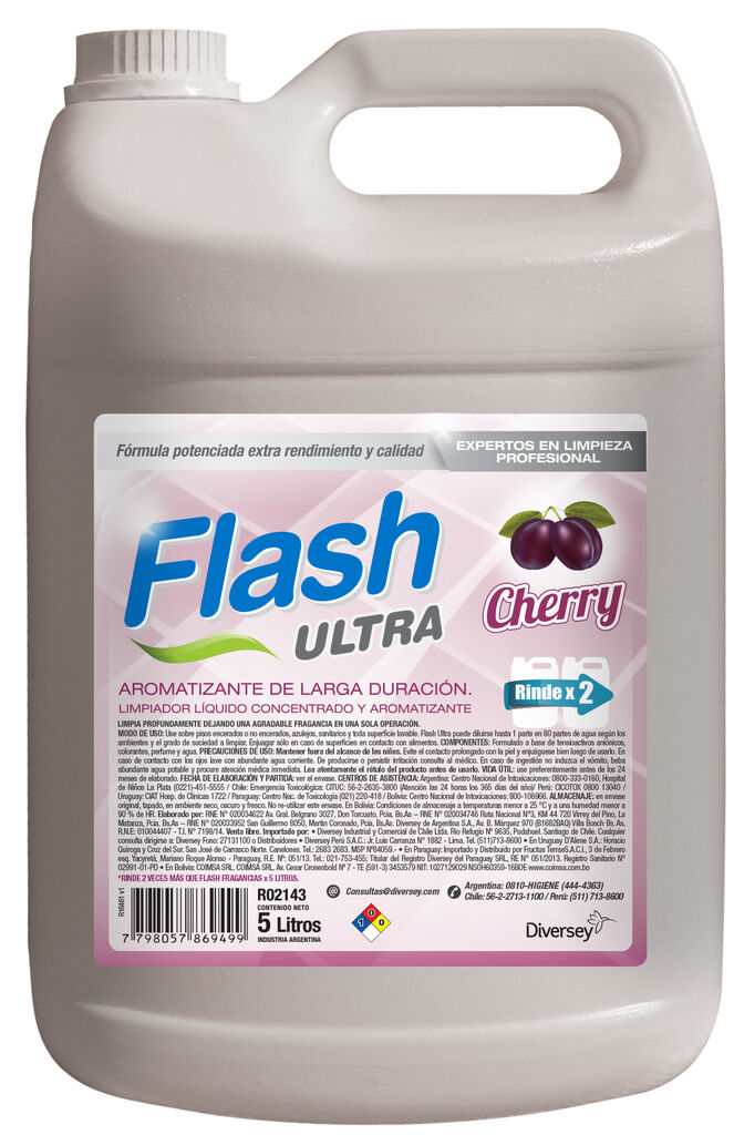 FLASH ULTRA 4x5L - AROMATIZANTE DE LARGA DURACIÓN - LIMPIADOR LÍQUIDO CONCENTRADO